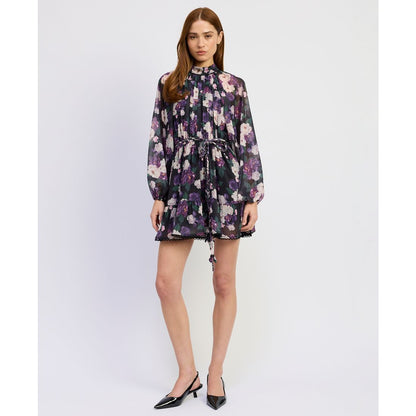 En Saison Women's Long-Sleeve Turtle Neck A-Line Mini Dress