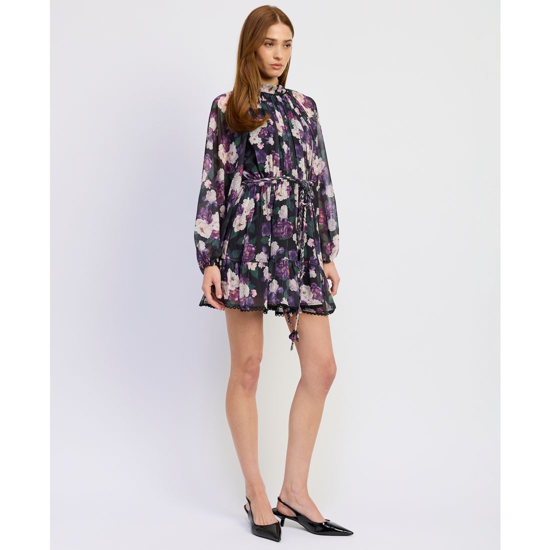 En Saison Women's Long-Sleeve Turtle Neck A-Line Mini Dress