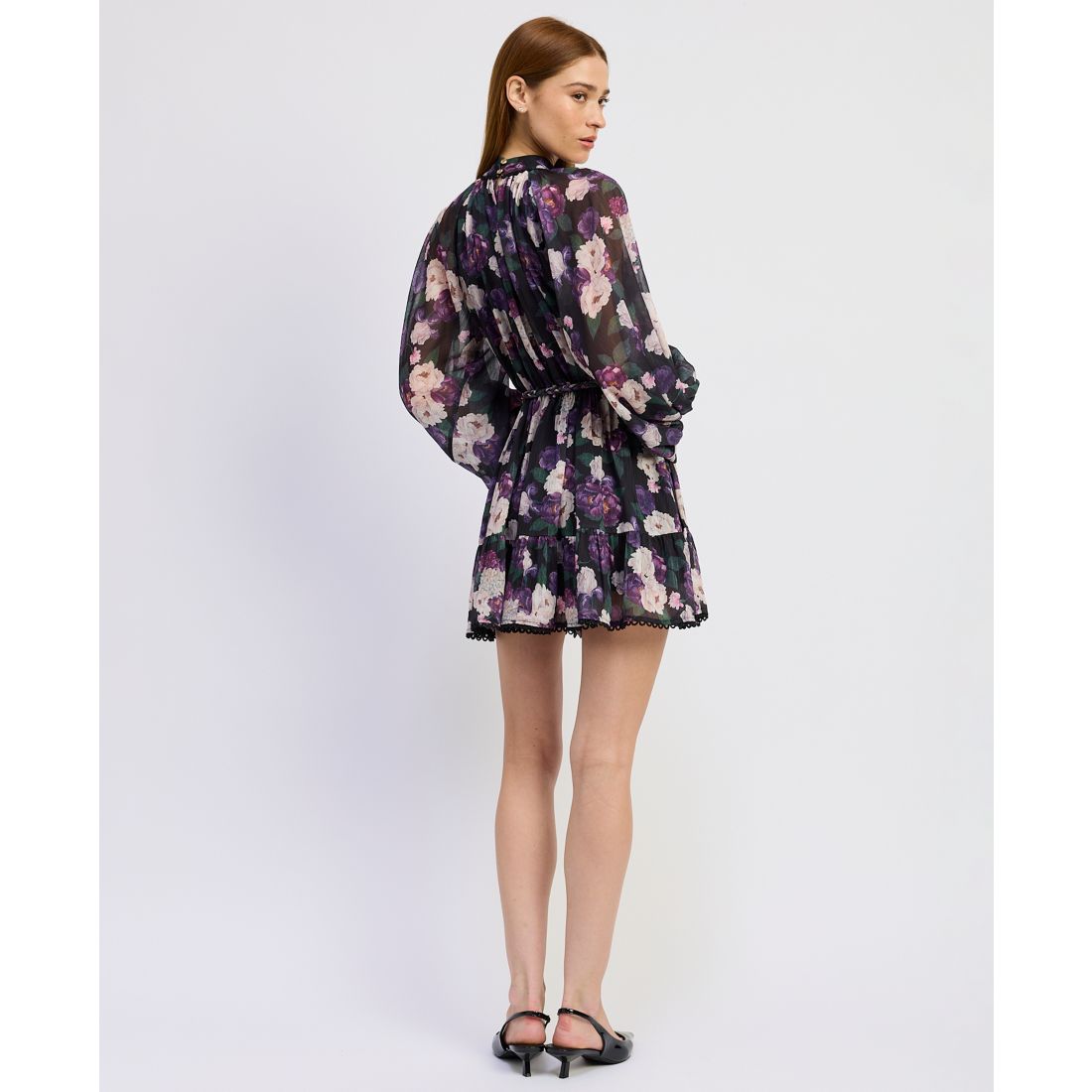 En Saison Women's Long-Sleeve Turtle Neck A-Line Mini Dress