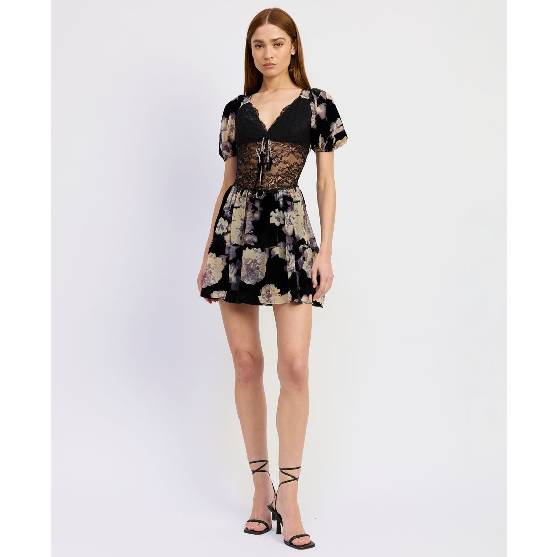 En Saison Women's V-Neck Short-Sleeve Fit & Flare Dress