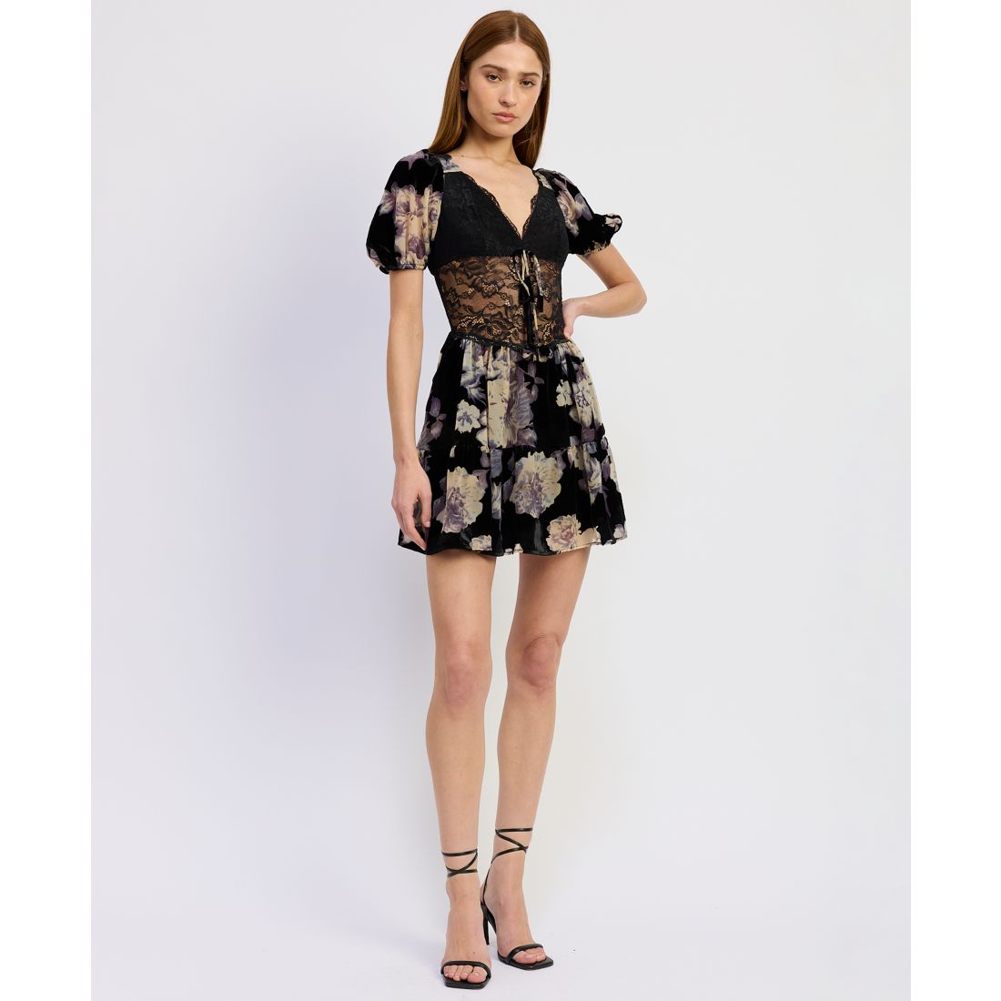En Saison Women's V-Neck Short-Sleeve Fit & Flare Dress