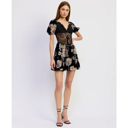 En Saison Women's V-Neck Short-Sleeve Fit & Flare Dress