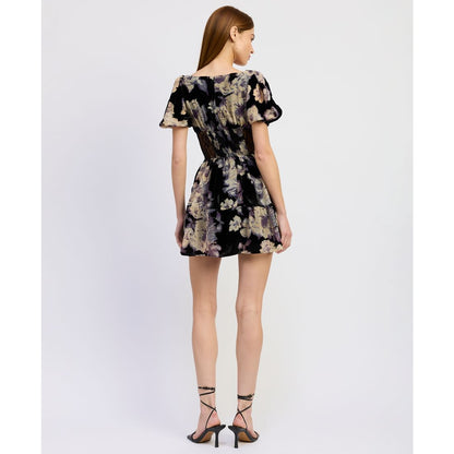 En Saison Women's V-Neck Short-Sleeve Fit & Flare Dress