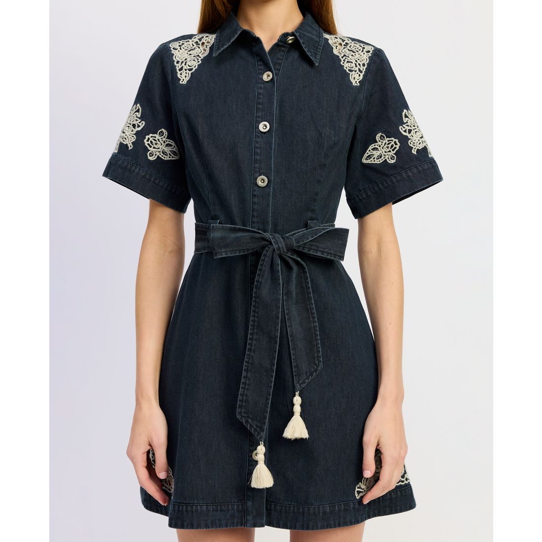 En Saison Women's Natalia Button Front Collared Mini Dress