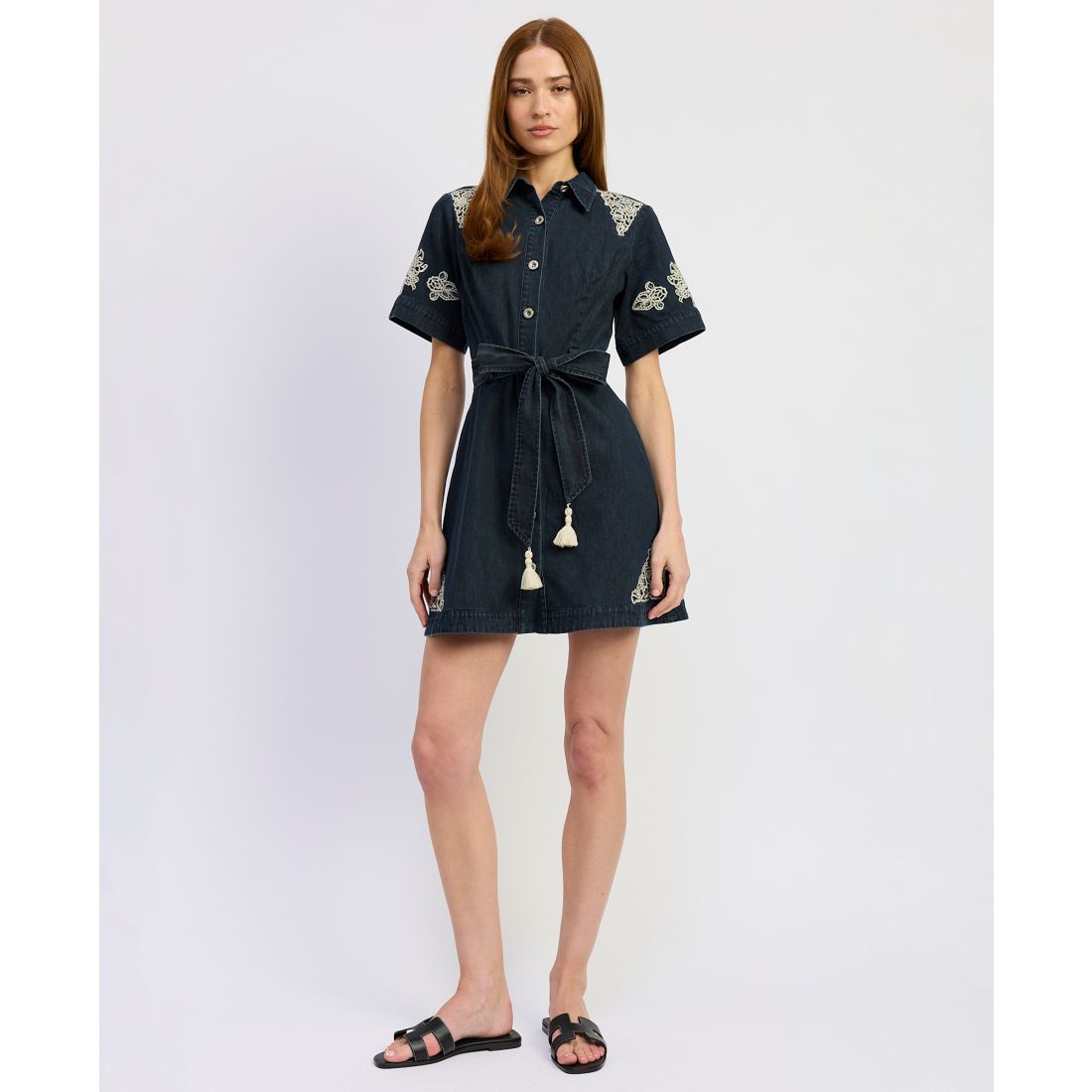 En Saison Women's Natalia Button Front Collared Mini Dress