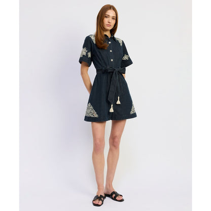 En Saison Women's Natalia Button Front Collared Mini Dress