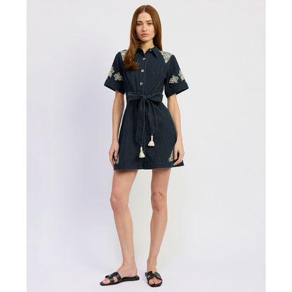 En Saison Women's Natalia Button Front Collared Mini Dress
