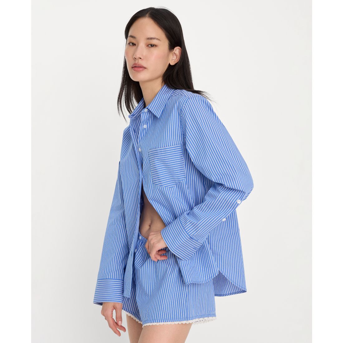 Good American Women's Classic Long-Sleeve Boxy Shirt, Regular & Plus Size