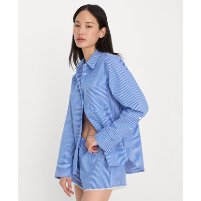 Good American Women's Classic Long-Sleeve Boxy Shirt, Regular & Plus Size