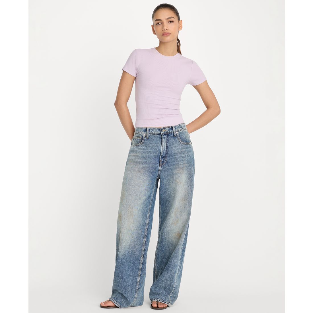 Good American Women's Super Stretch Crewneck T-Shirt, Regular & Plus Size