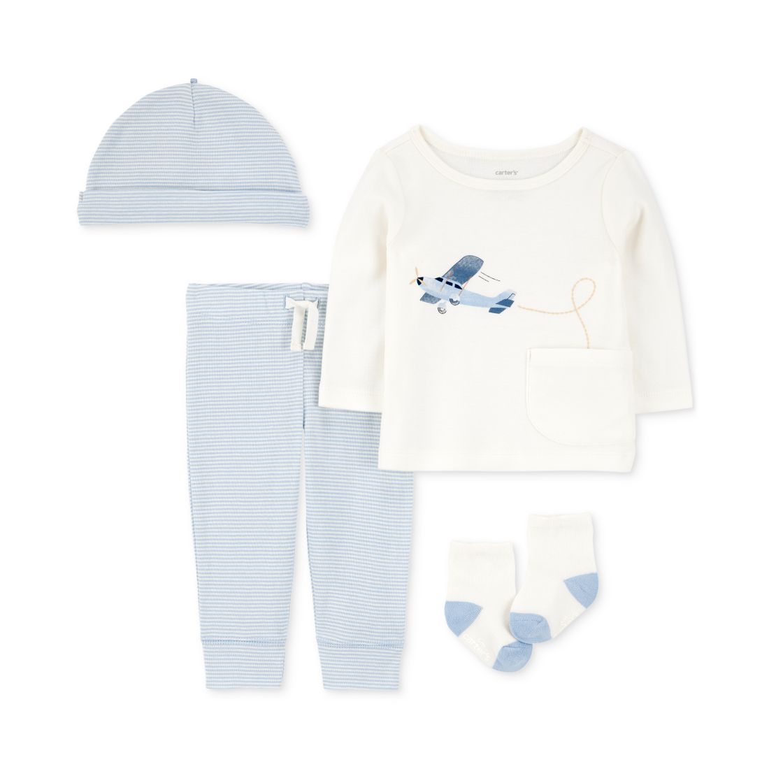 Carter's Baby Boys Airplane Top, Hat, Pants & Socks, 4 Piece Set