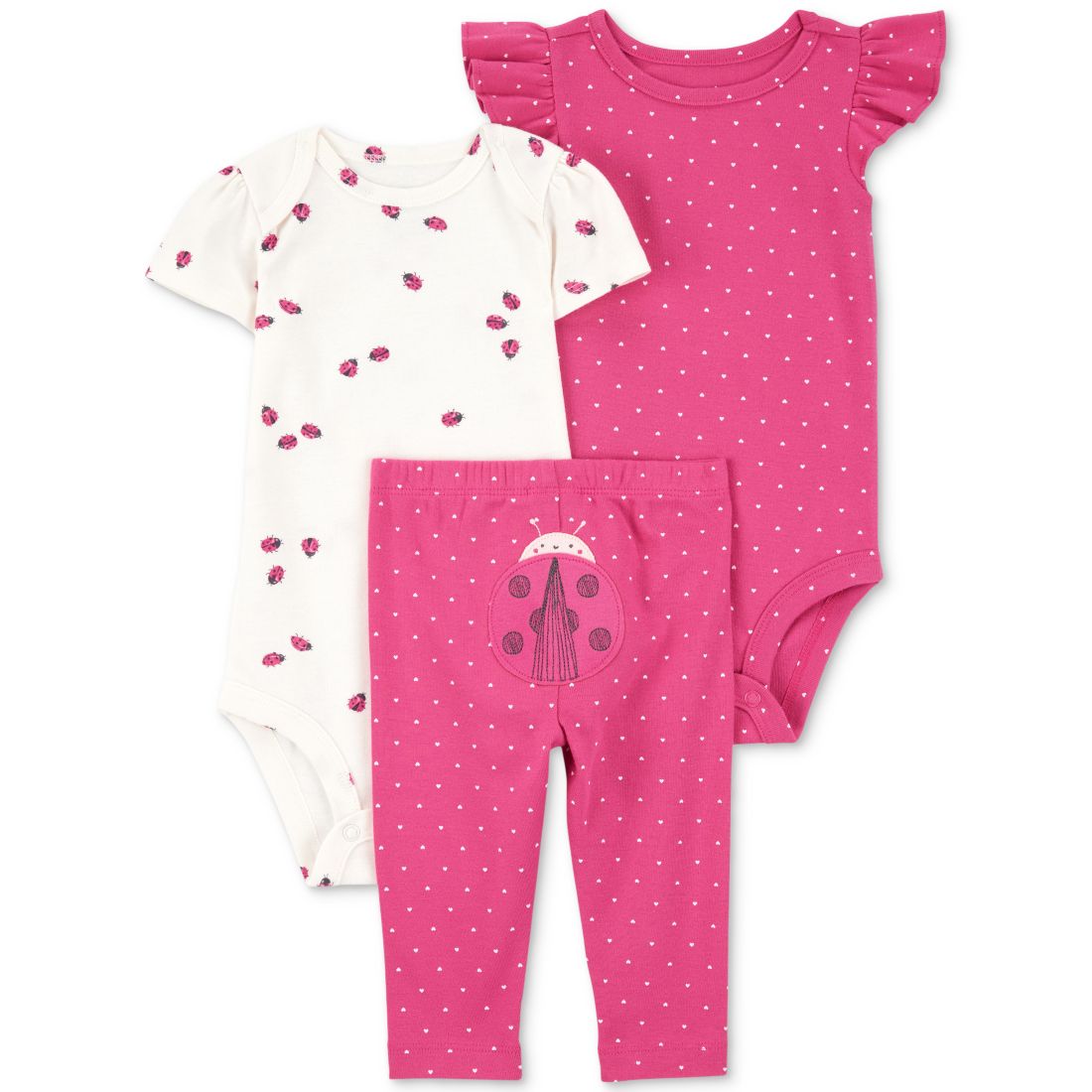 Carter's Baby Girls Ladybug Little Character Cotton Bodysuits & Pants, 3 Piece Set