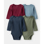 Carter's Baby Long-Sleeve Ribbed Bodysuits, 4 Pack