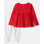 Carter's Girls Toddler 2T-5T 2-Piece Valentine's Day Long-Sleeve T-Shirt and Leggings Set - Red, Ivory