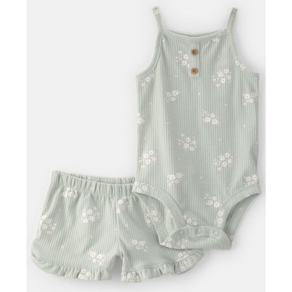 Carter's Baby Girls' Floral Sleeveless Bodysuit & Shorts, 2-Piece Set