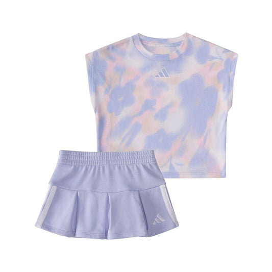 adidas Baby Girls 2-Piece Printed Sleeveless Box T-Shirt and French Terry Skort Set