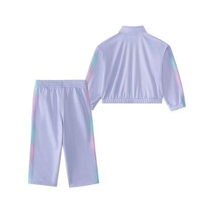 adidas Baby Girls 2-Piece Long Sleeve Printed 3-Stripe Fashion Tricot Jacket & Pant Set