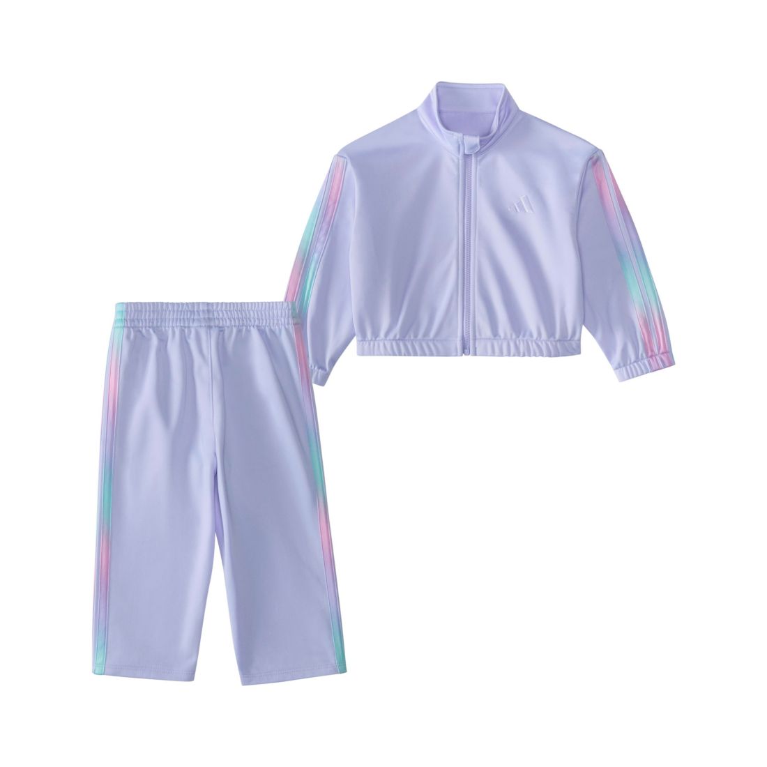 adidas Baby Girls 2-Piece Long Sleeve Printed 3-Stripe Fashion Tricot Jacket & Pant Set