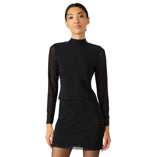 Steve Madden Women's Melvina Mock Neck Long Sleeve Top