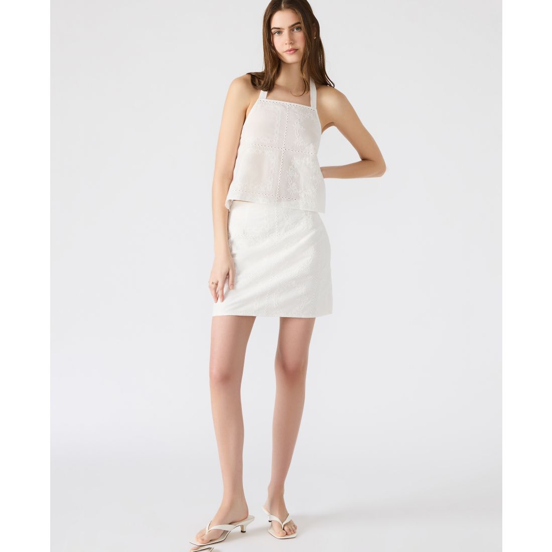 Steve Madden Women's Crissy Eyelet Patchwork Mini Skirt