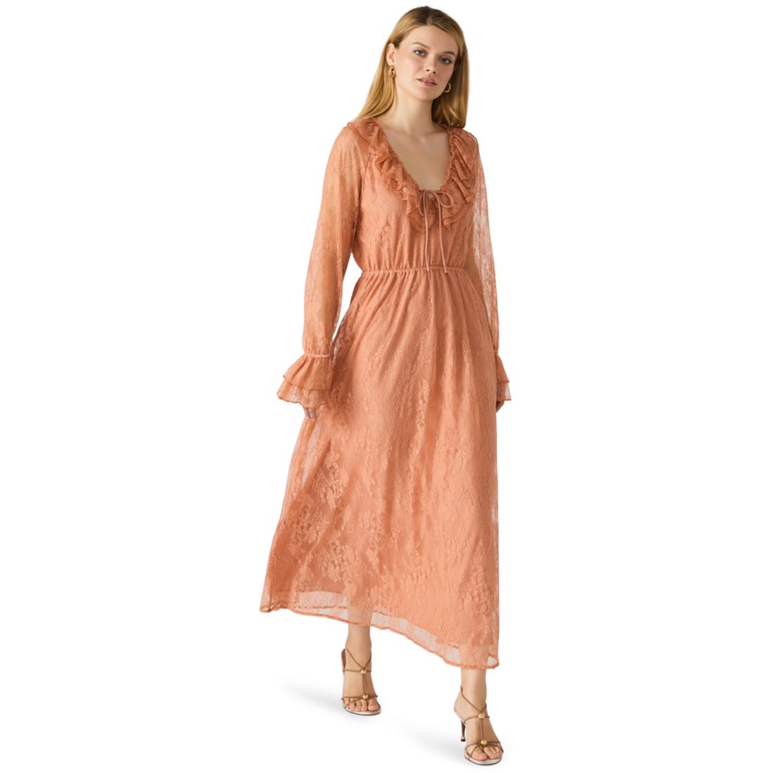 Steve Madden Women's Rosabella Ruffle Collar Midi Dress
