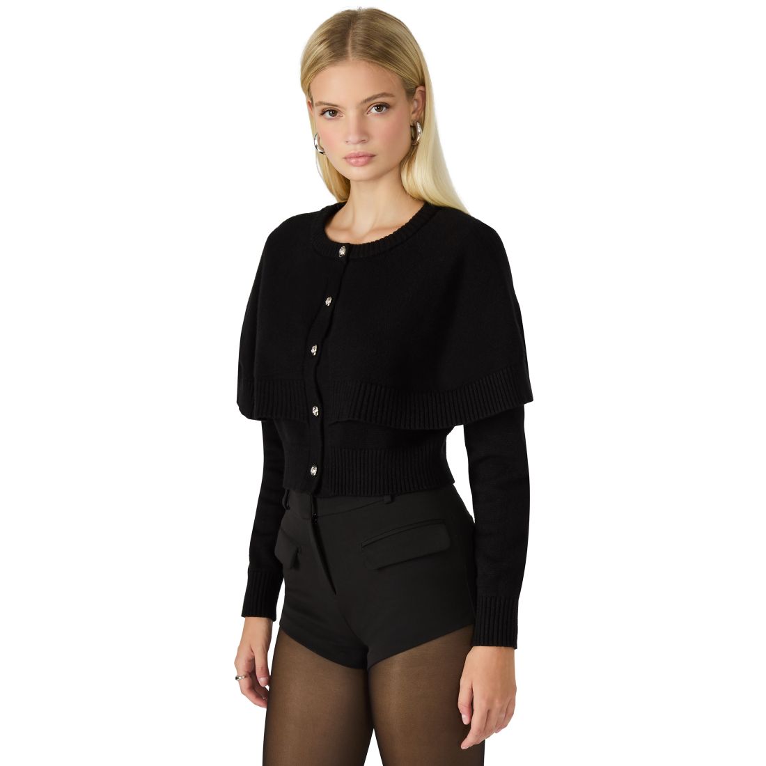 Steve Madden Women's Gisselle Long Sleeves Sweater Cape Cardigan