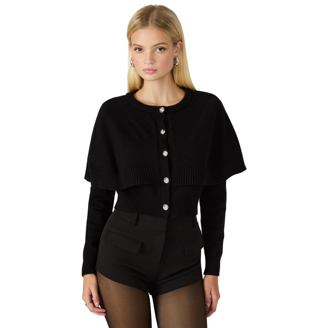 Steve Madden Women's Gisselle Long Sleeves Sweater Cape Cardigan