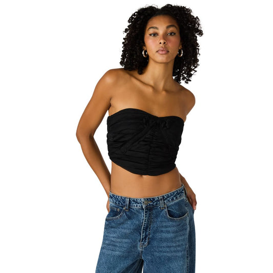 Steve Madden Women's Tulle Ruched Strapless Tube Top