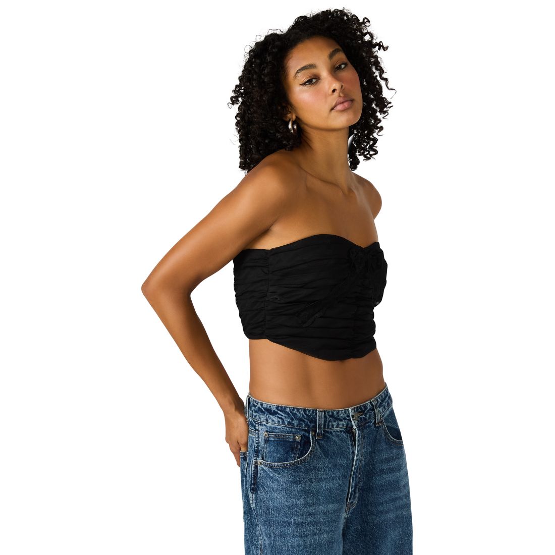Steve Madden Women's Tulle Ruched Strapless Tube Top
