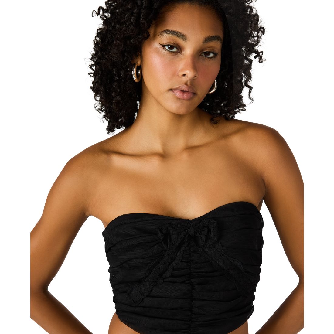 Steve Madden Women's Tulle Ruched Strapless Tube Top