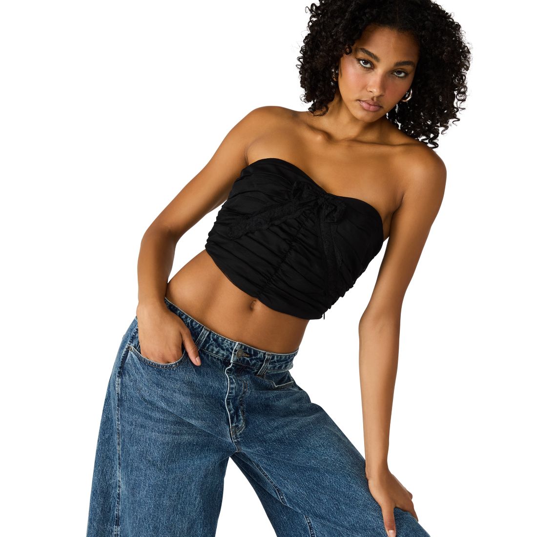 Steve Madden Women's Tulle Ruched Strapless Tube Top