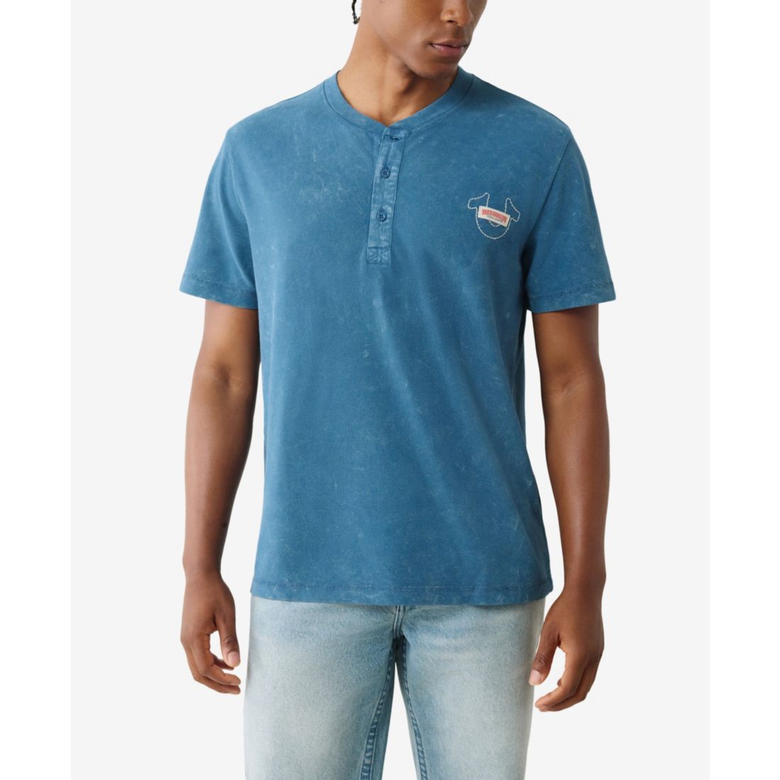 True Religion Men's Short Sleeve Pique Mineral Patch T-Shirt
