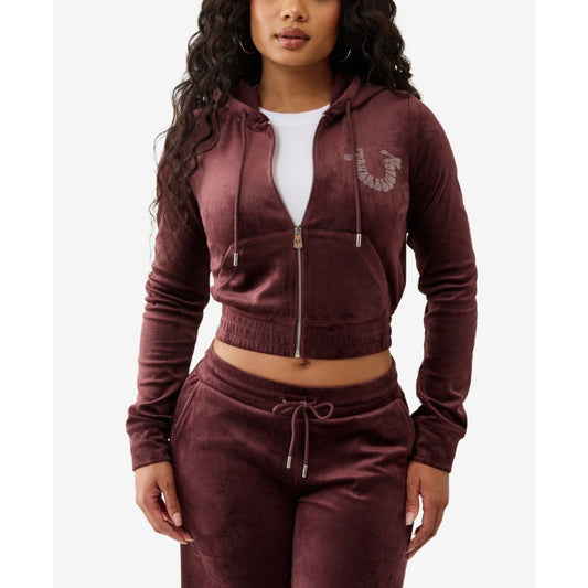True Religion Women's Crystal Velour Zip Hoodie