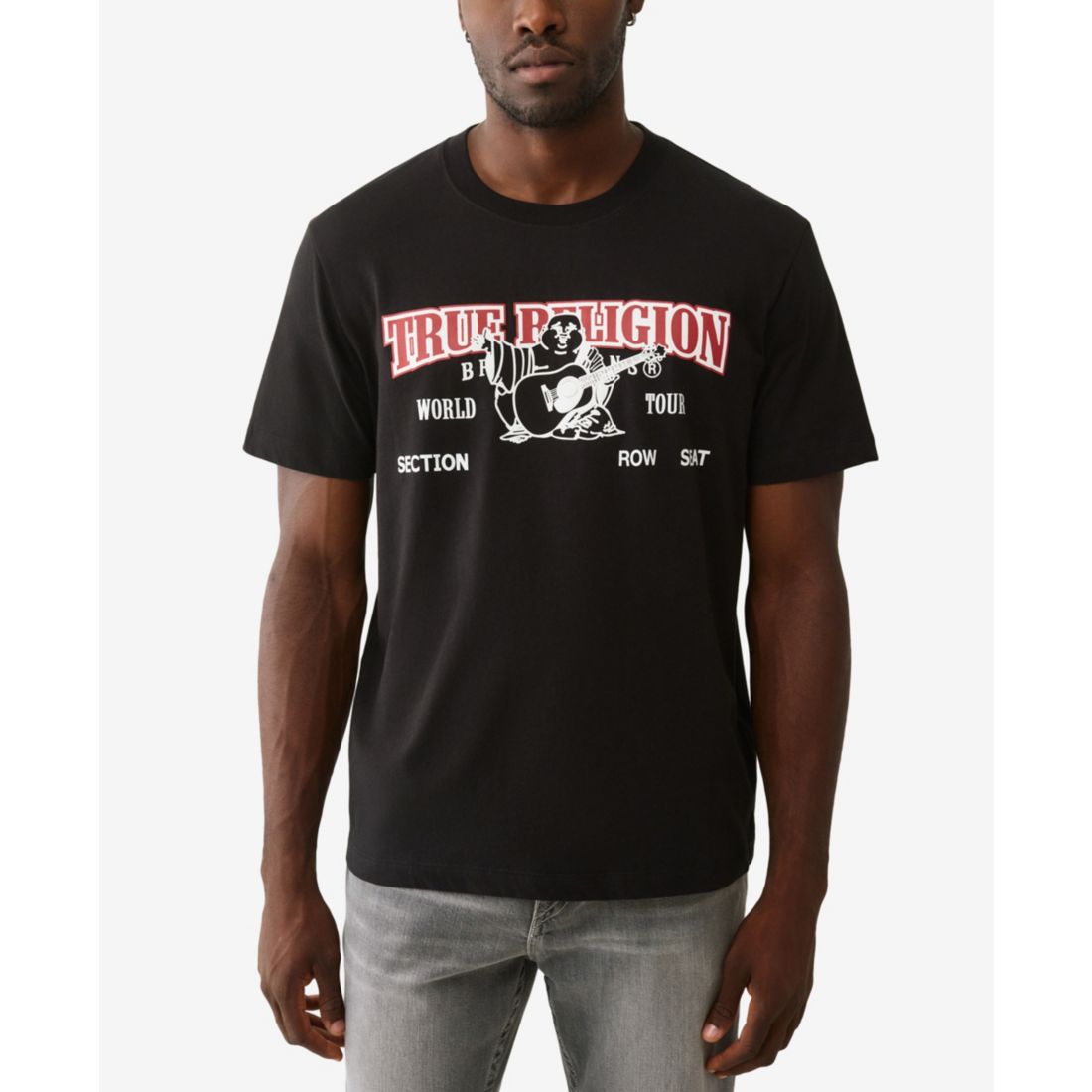 True Religion Men's World Tour Heritage Logo Crewneck T-Shirt