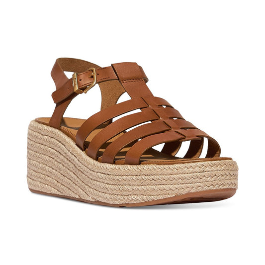 FitFlop Women's Platform Espadrille Leather Wedge Sandals