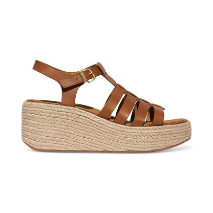 FitFlop Women's Platform Espadrille Leather Wedge Sandals