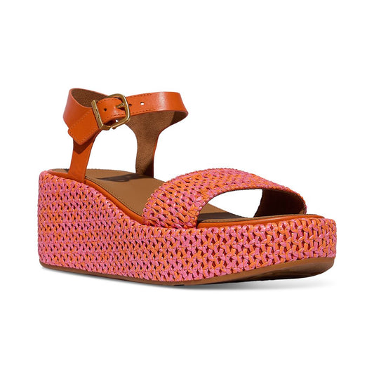 FitFlop Women's Platform Woven Wedge Sandals - Black, Ivory Mix