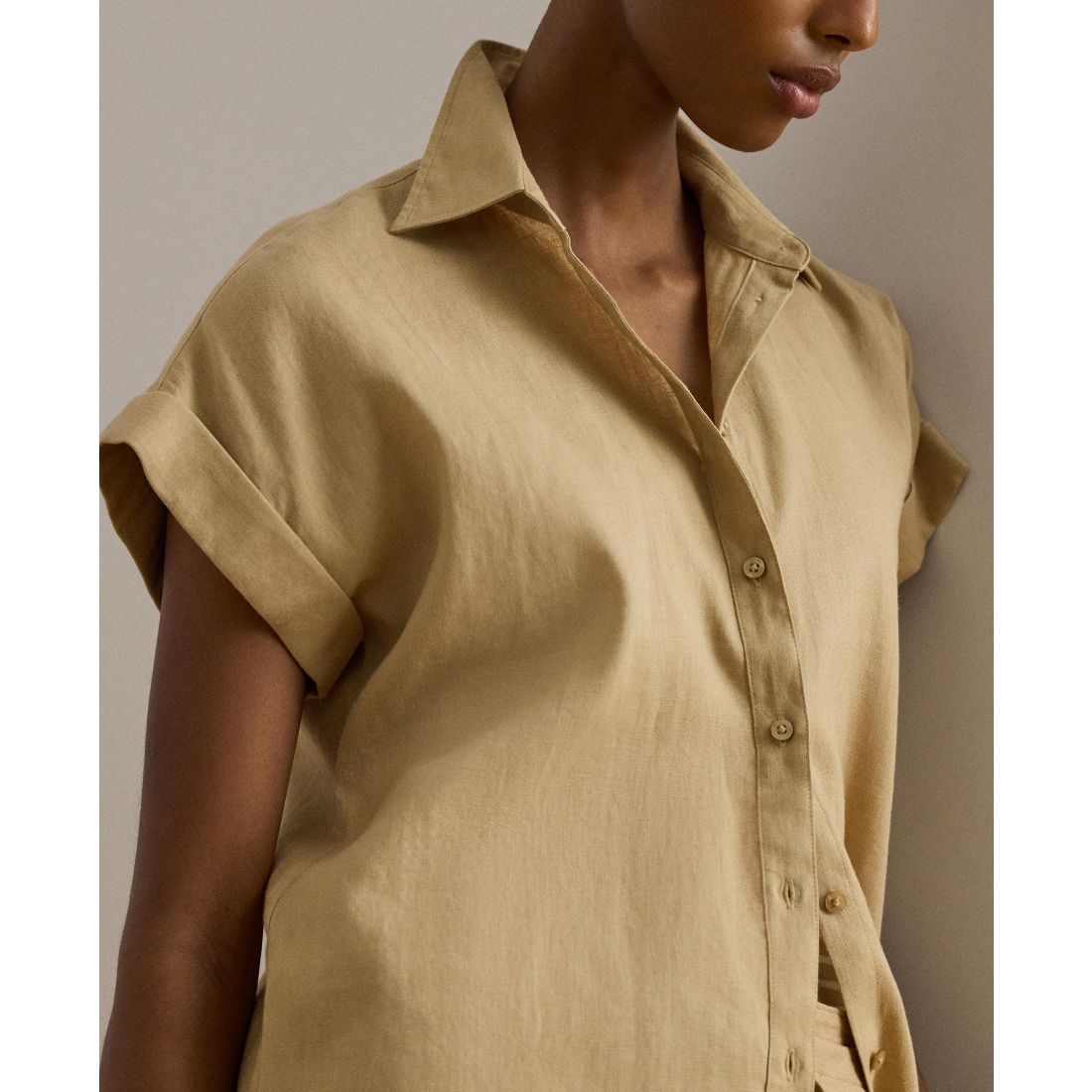 Lauren Ralph Lauren Dolman-Sleeve 100% Linen Shirt