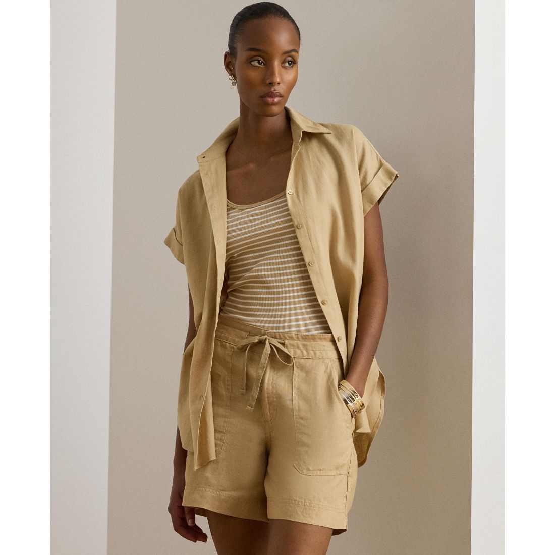Lauren Ralph Lauren Dolman-Sleeve 100% Linen Shirt