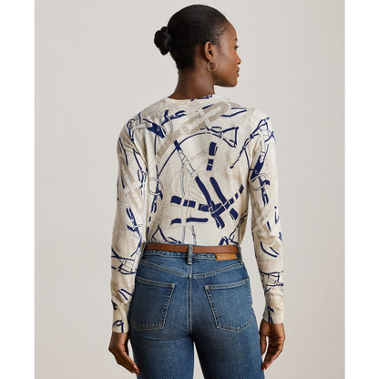 Lauren Ralph Lauren Petite Belting-Print Cotton-Blend Sweater