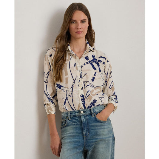 Lauren Ralph Lauren Petite Relaxed-Fit Belting-Print Shirt