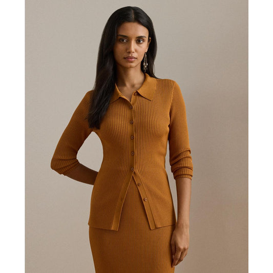Lauren Ralph Lauren Women's Rib-Knit Long Sleeve Polo Cardigan Sweater