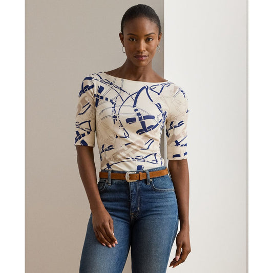 Lauren Ralph Lauren Petite Belting-Print Cotton Boatneck Tee