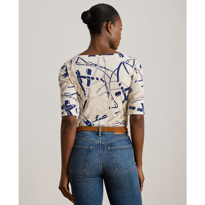Lauren Ralph Lauren Petite Belting-Print Cotton Boatneck Tee