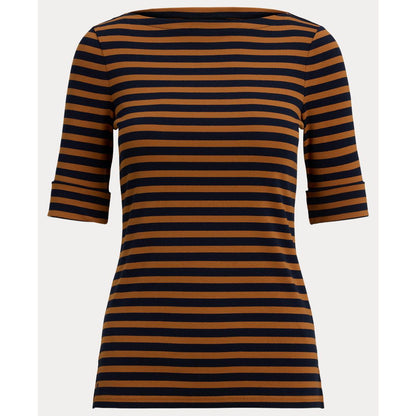 Lauren Ralph Lauren Women's Striped Stretch Cotton Boatneck Tee