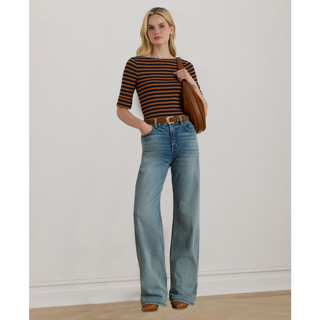 Lauren Ralph Lauren Women's Striped Stretch Cotton Boatneck Tee