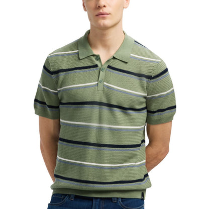 Men's Winder Short Sleeve Striped Polo Sweater