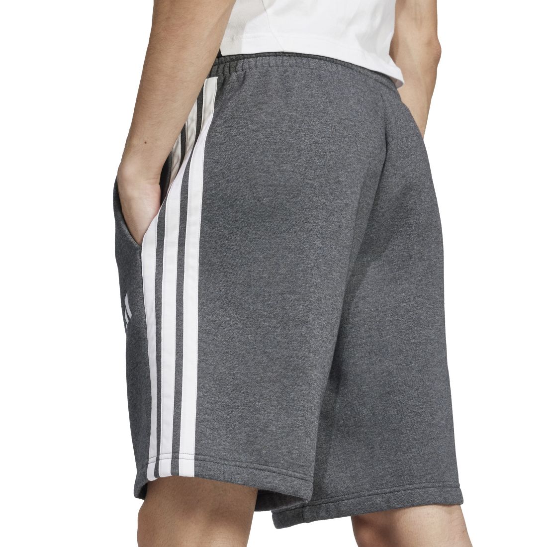 adidas Men's Essential Three Stripes Fleece Shorts - Black / Wht