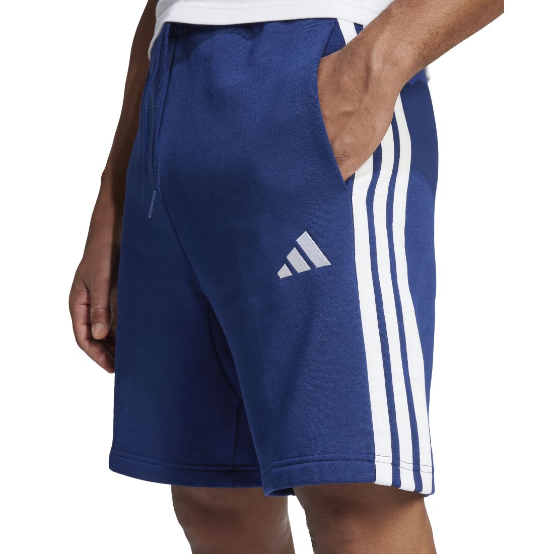 adidas Men's Essential Three Stripes Fleece Shorts - Black / Wht