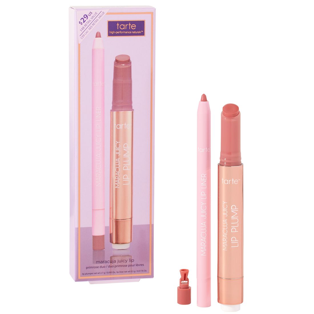Tarte 2-Pc. Maracuja Juicy Lip Rose Lip Liner and Lip Balm Duo Set